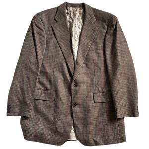 Vtg Polo University Club Wool Flannel Sport Coat Men 44 Brown Houndstooth USA